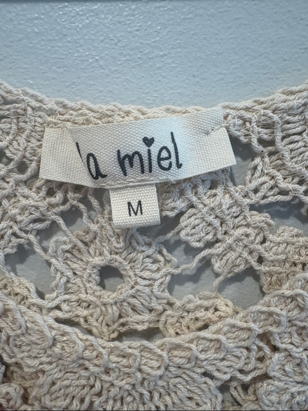 LA MIEL Beige Crochet Tie-Side Tank Top - Picture 2 of 5